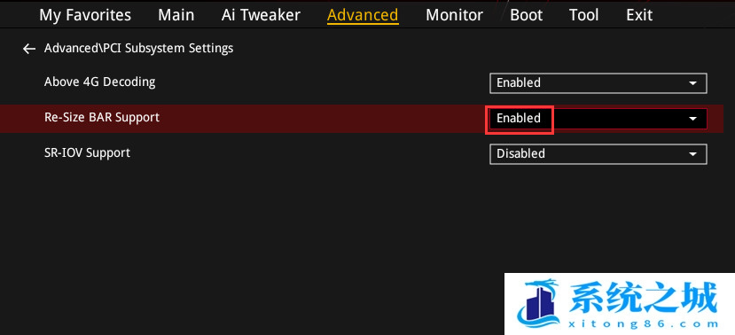 开启Re-Size BAR Support